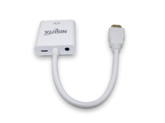 CONVERSOR NISUTA DE HDMI 1080p/720p A  PANTALLA VGA + 3.5MM AUDIO