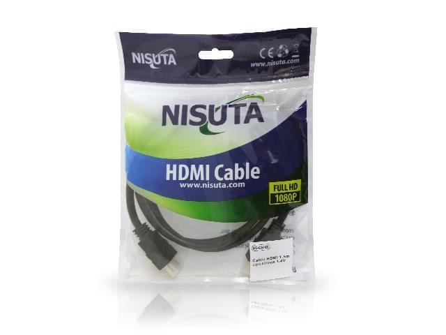 CABLE NISUTA HDMI DE 1.5M V1.4 1080P CON FILTROS, CONECTOR DORADO