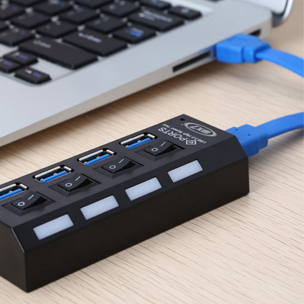 HUB USB INT.CO 2.0 DE 4 PUERTOS  C/LUZ  C/INTERRUPTOR