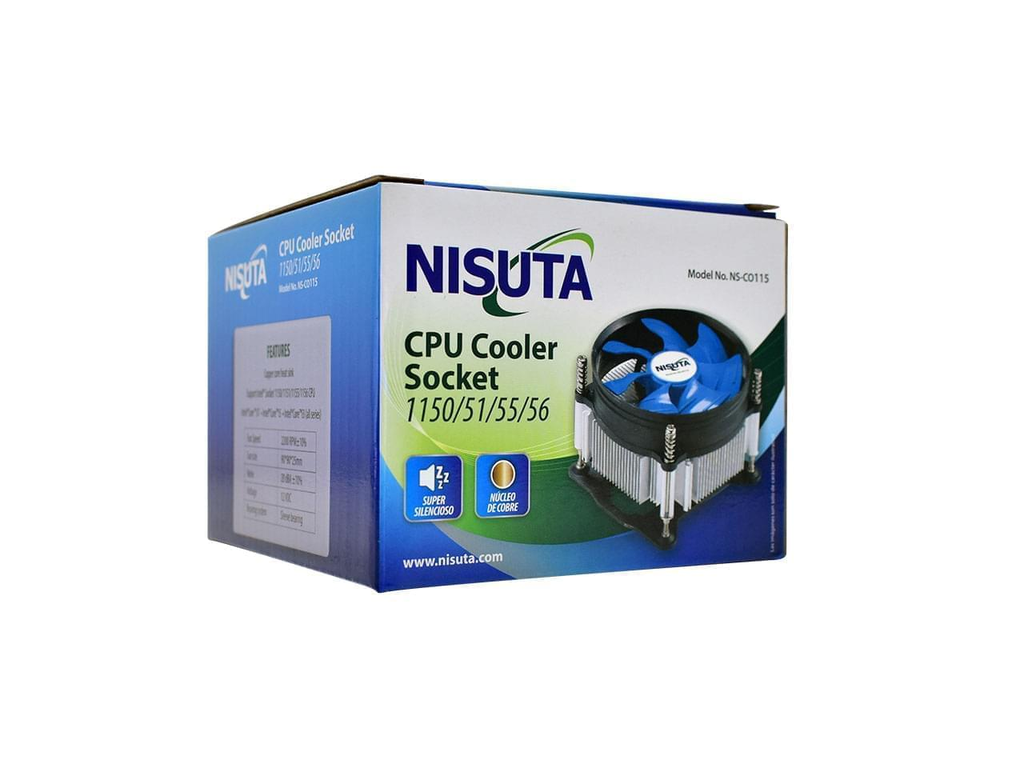 COOLER NISUTA PARA SOCKET 1150/1151/1155/1156 INTEL CORE i3/i5/i7