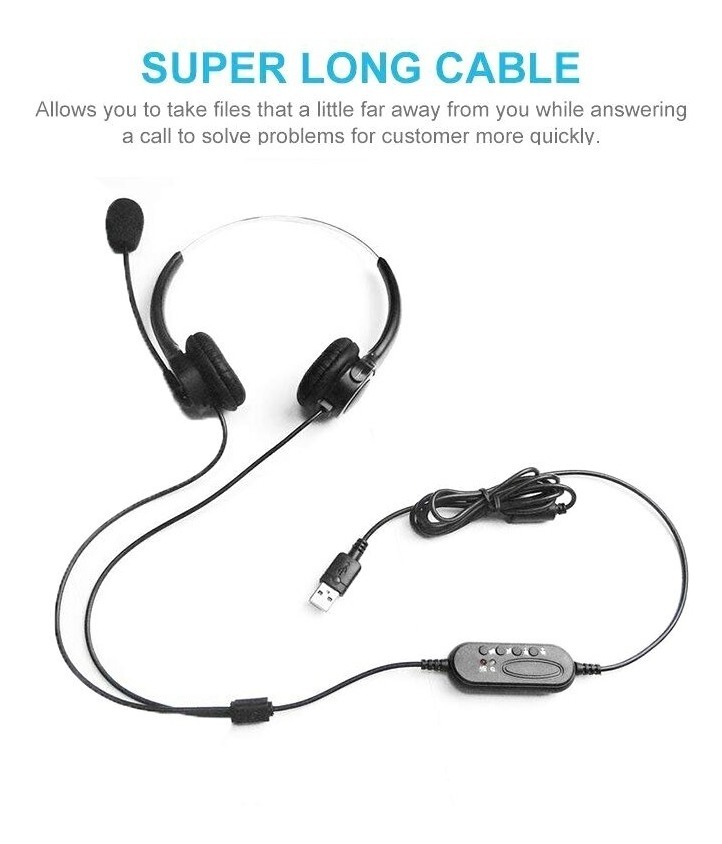 HEADSET JETION MIC-NOISE CANCELLING USB BINAURAL - Speaker Diameter 28mm.