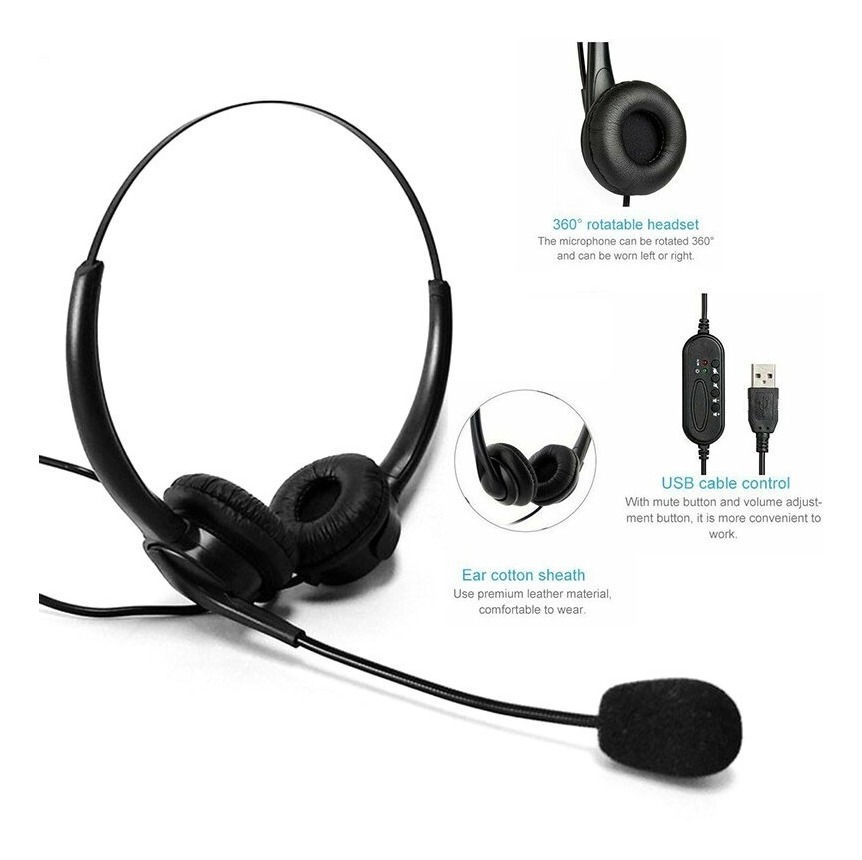 HEADSET JETION MIC-NOISE CANCELLING USB BINAURAL - Speaker Diameter 28mm.