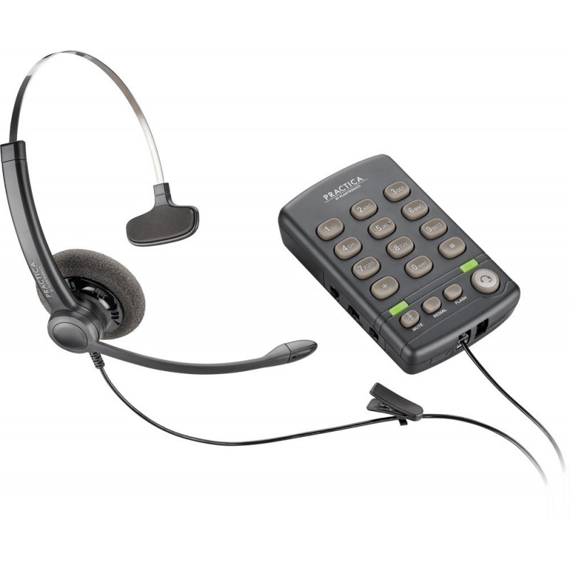 HEADSET PLANTRONICS MONOAURAL + TELEFONO PRACTICA T110