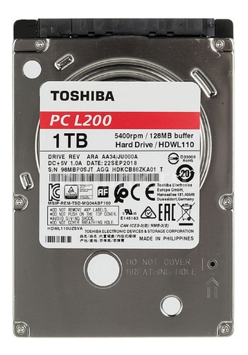 [PC L200] DISCO RIGIDO TOSHIBA P/NOTEBOOK  1TB SATAII 3.0 7mm
