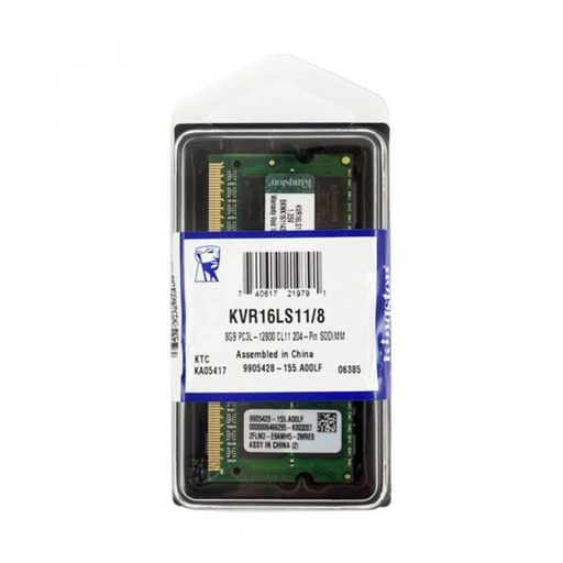 [KVR16LS11/8WP] MEMORIA SODIMM KINGSTON DDR3 8GB 1600MHZ