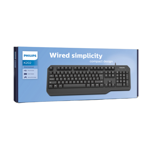 [SPK6202] TECLADO PHILIPS K202 WIRED USB MULTIMEDIA  ERGONOMIC DESIGN BLACK
